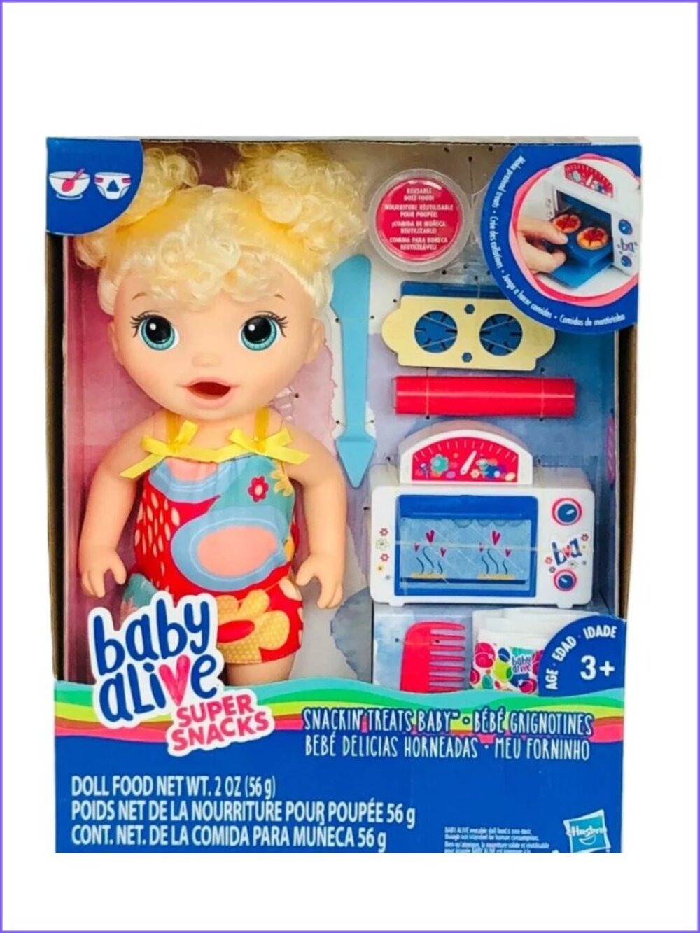 Baby Alive Snackin Treats Baby Doll With Curly Blonde Hair For Age 3+New In Box